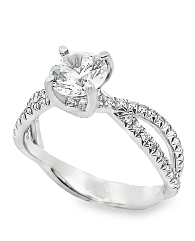 Designs By Vatche #1029 Pave Twist Platinum Engagement Ring Setting for 6.5 Millimeter Round Center Stone
