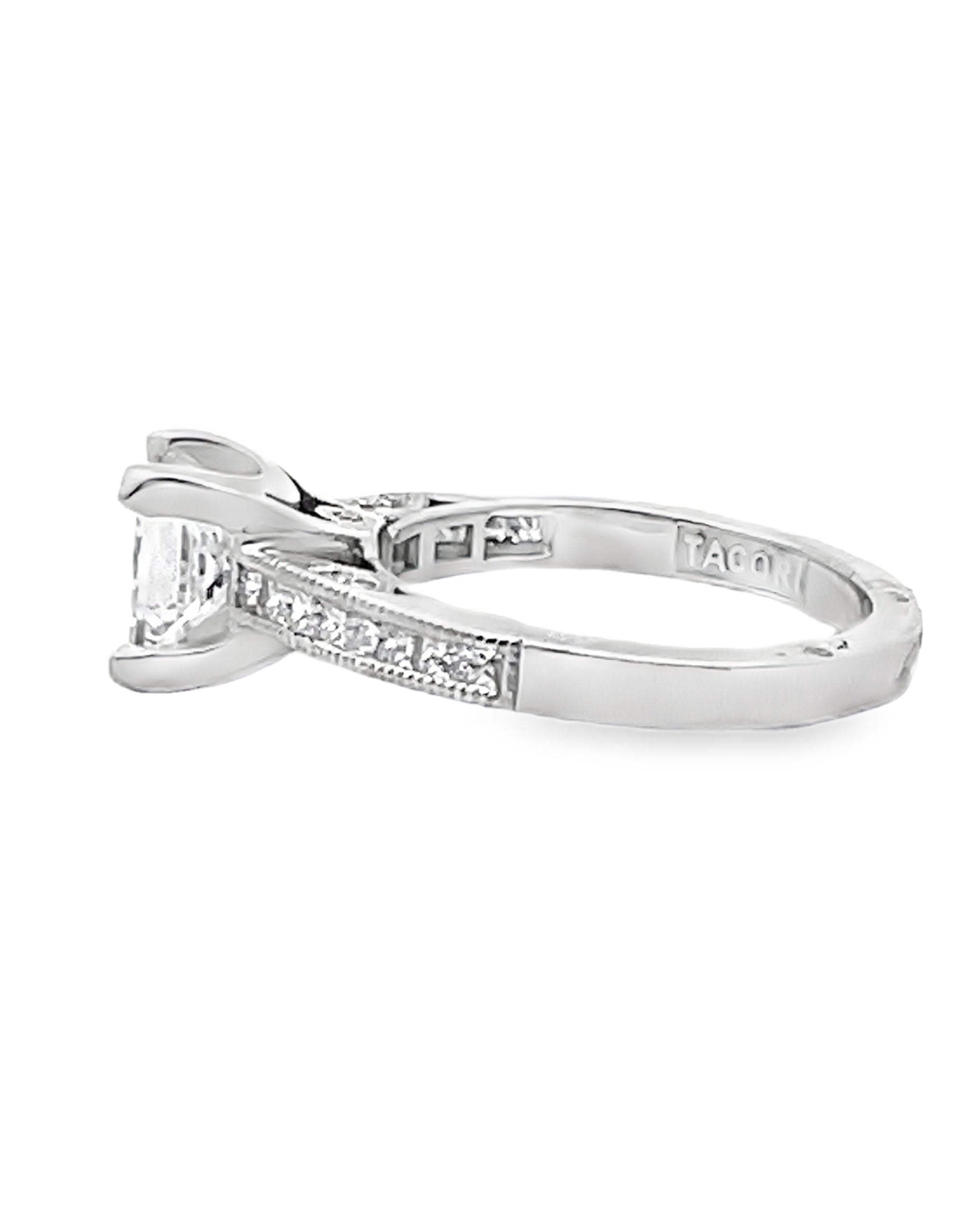 Tacori 2576PR5.5 Engagement Ring with EGL Certified 1.01 Carat Princess Cut Center Diamond