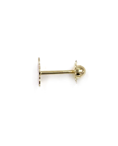 18K Yellow Gold Small Pink Flower Screwback Earrings