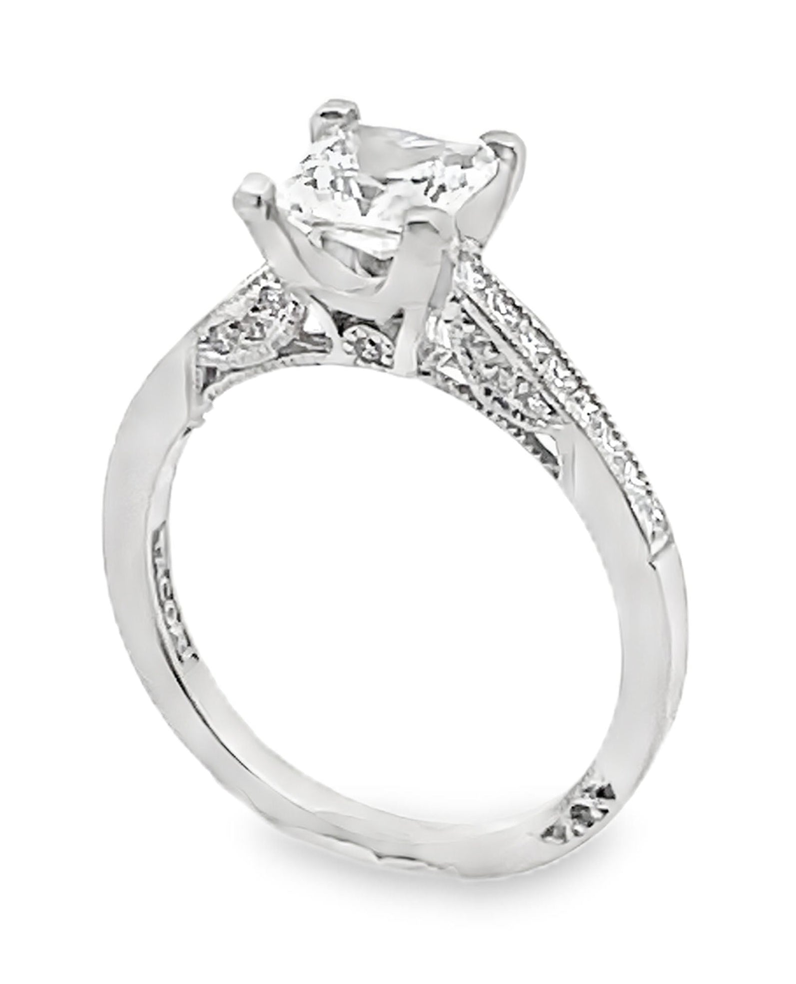 Platinum Tacori 2576 Simply Tacori Engagement Ring Setting for Princess Cut 6 Millimeter Stone