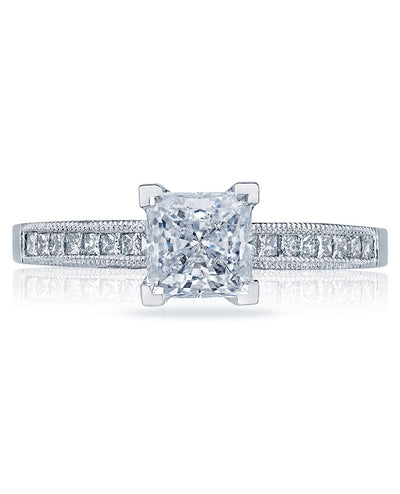 Platinum Tacori 2576 Simply Tacori Engagement Ring Setting for Princess Cut 6 Millimeter Stone