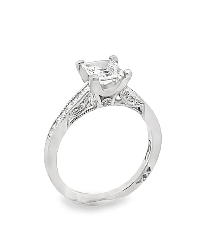 Platinum Tacori 2576 Simply Tacori Engagement Ring Setting for Princess Cut 6 Millimeter Stone