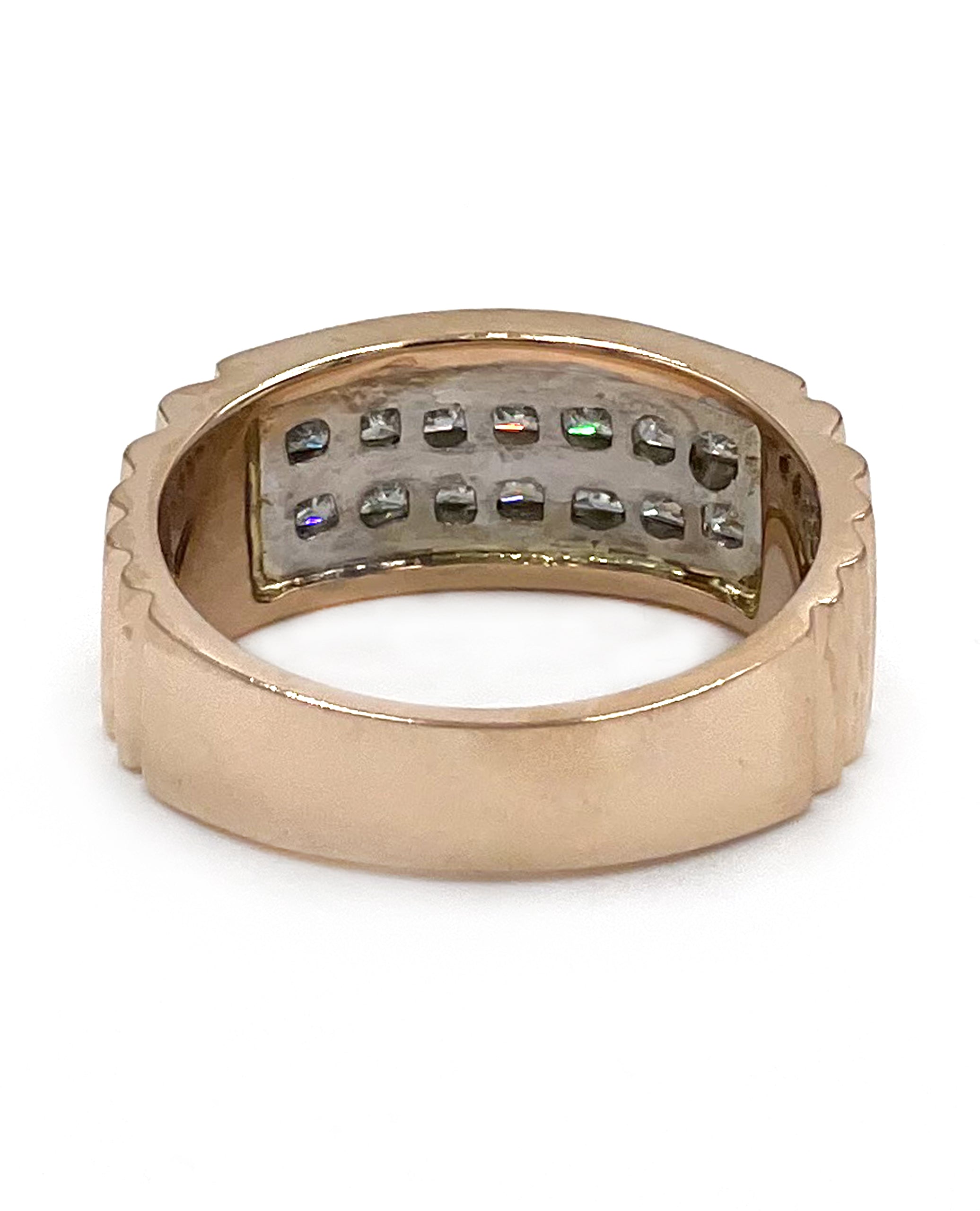 14K Rose Gold Invisibly Set Men's Diamond Ring