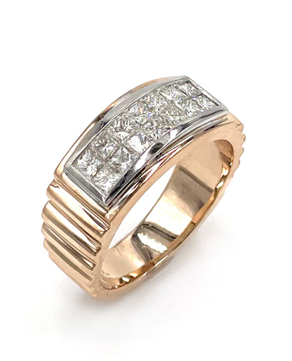 14K Rose Gold Invisibly Set Men's Diamond Ring