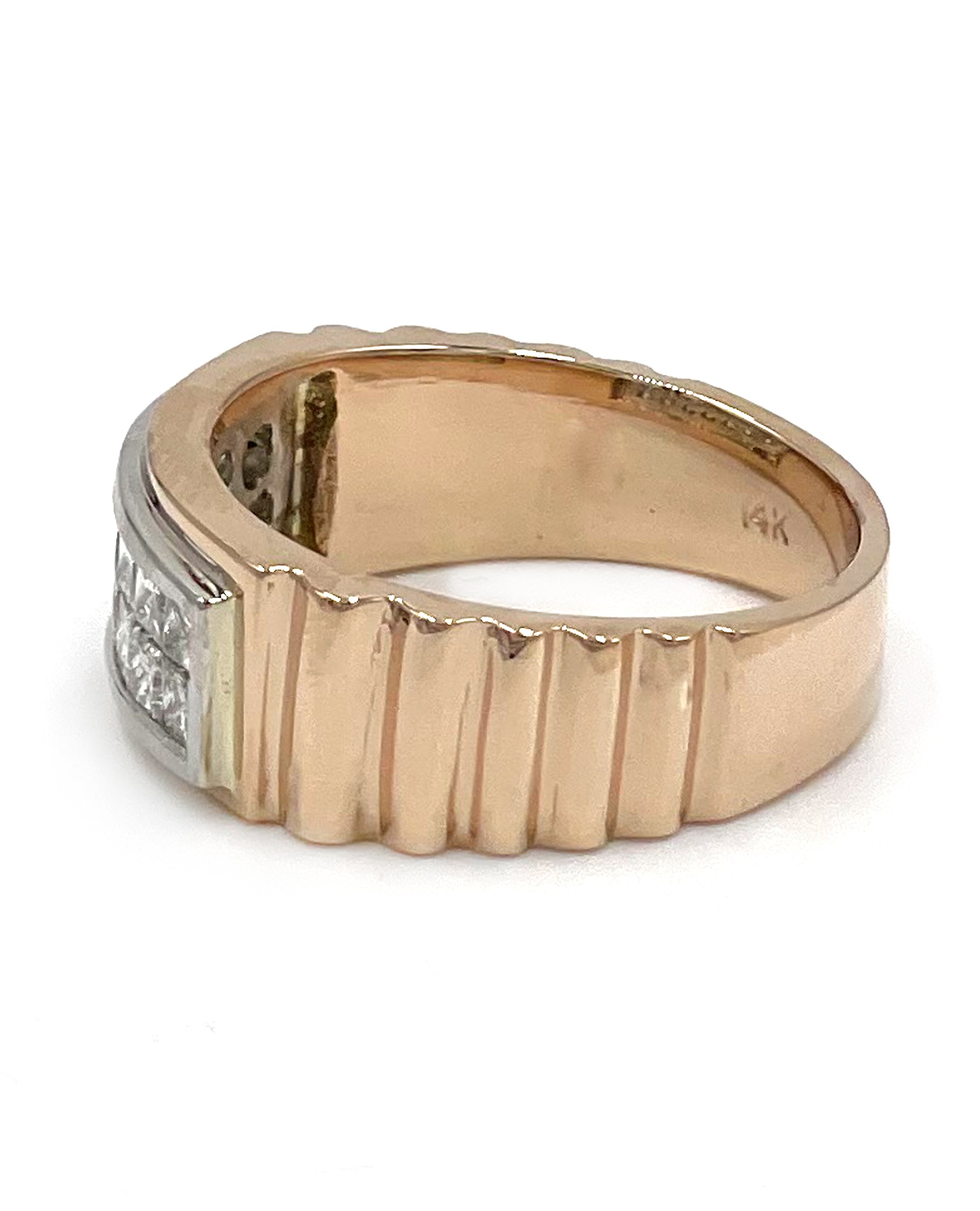 14K Rose Gold Invisibly Set Men's Diamond Ring