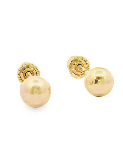 14K Yellow Gold 4mm Screwback Ball Earrings