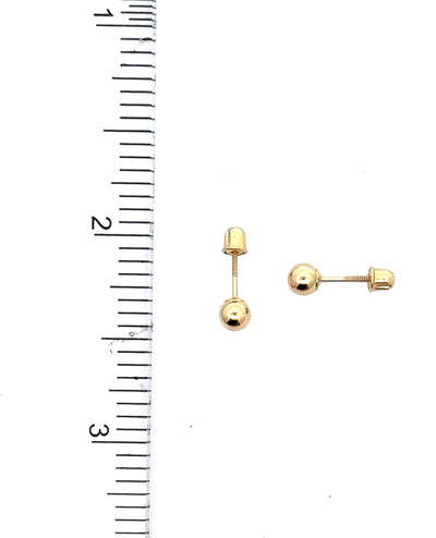 14K Yellow Gold 4mm Screwback Ball Earrings