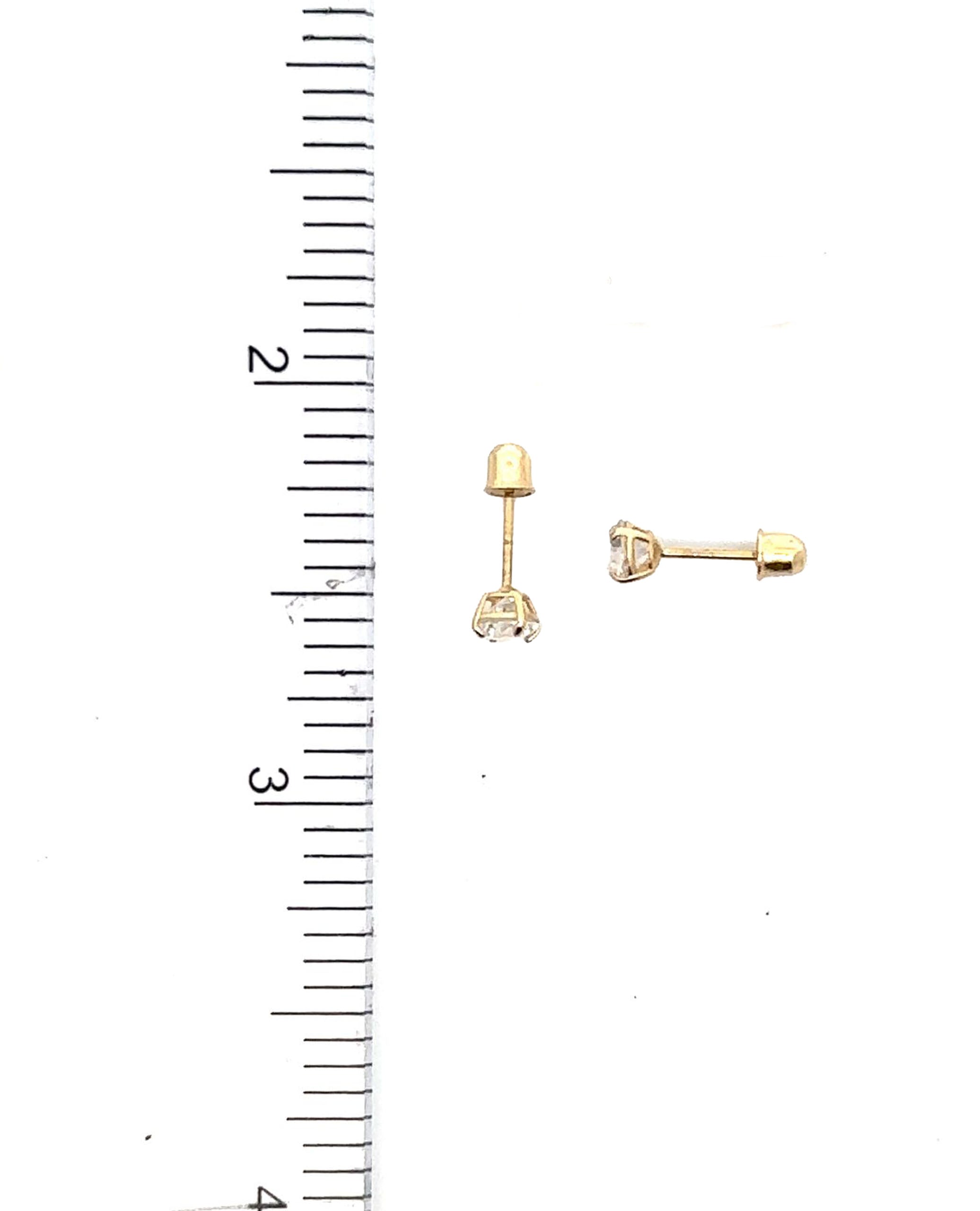 14K Yellow Gold Cubic Zirconia Screwback Stud Earrings with Screwbacks