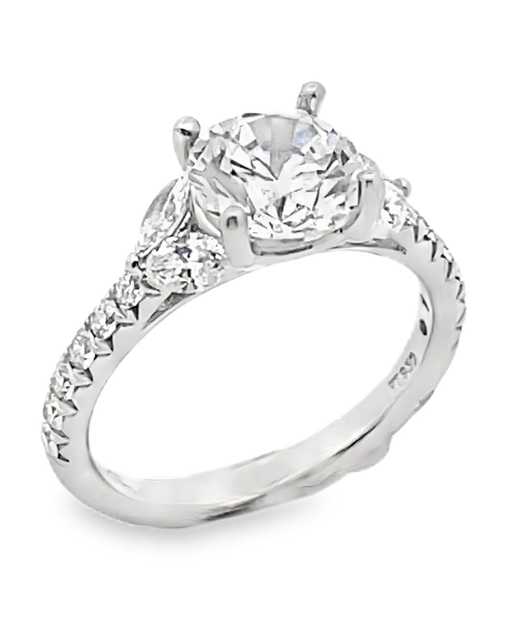 Designs By Vatche 1053-PP-150 Platinum Engagement Ring Setting with Round and Marquise Diamonds, for 7.5 Millimeter Center Round Stone