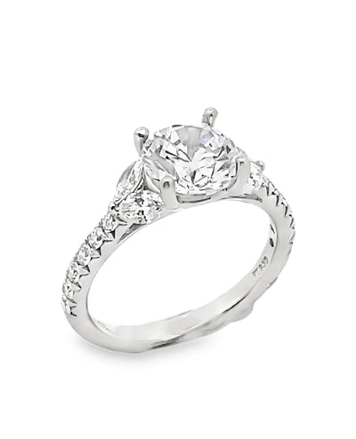 Designs By Vatche 1053-PP-150 Platinum Engagement Ring Setting with Round and Marquise Diamonds, for 7.5 Millimeter Center Round Stone