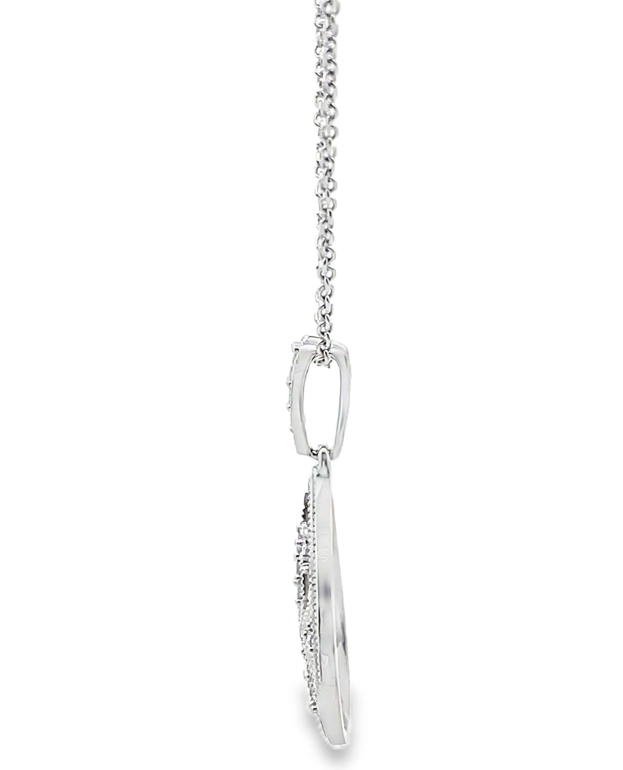 Pear Shape Diamond Drop Pendant Necklace 14K White Gold