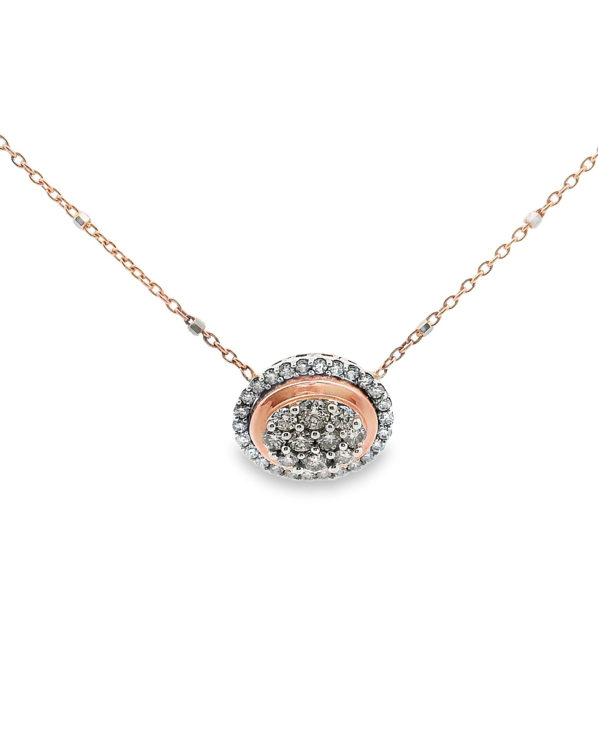 14K White and Pink Gold Pendant with Diamonds