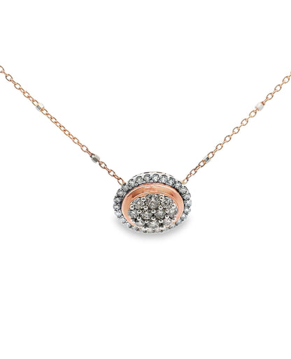 14K White and Pink Gold Pendant with Diamonds