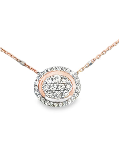 14K White and Pink Gold Pendant with Diamonds