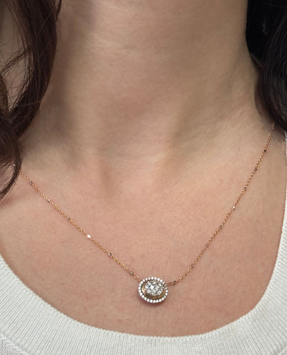 14K White and Pink Gold Pendant with Diamonds