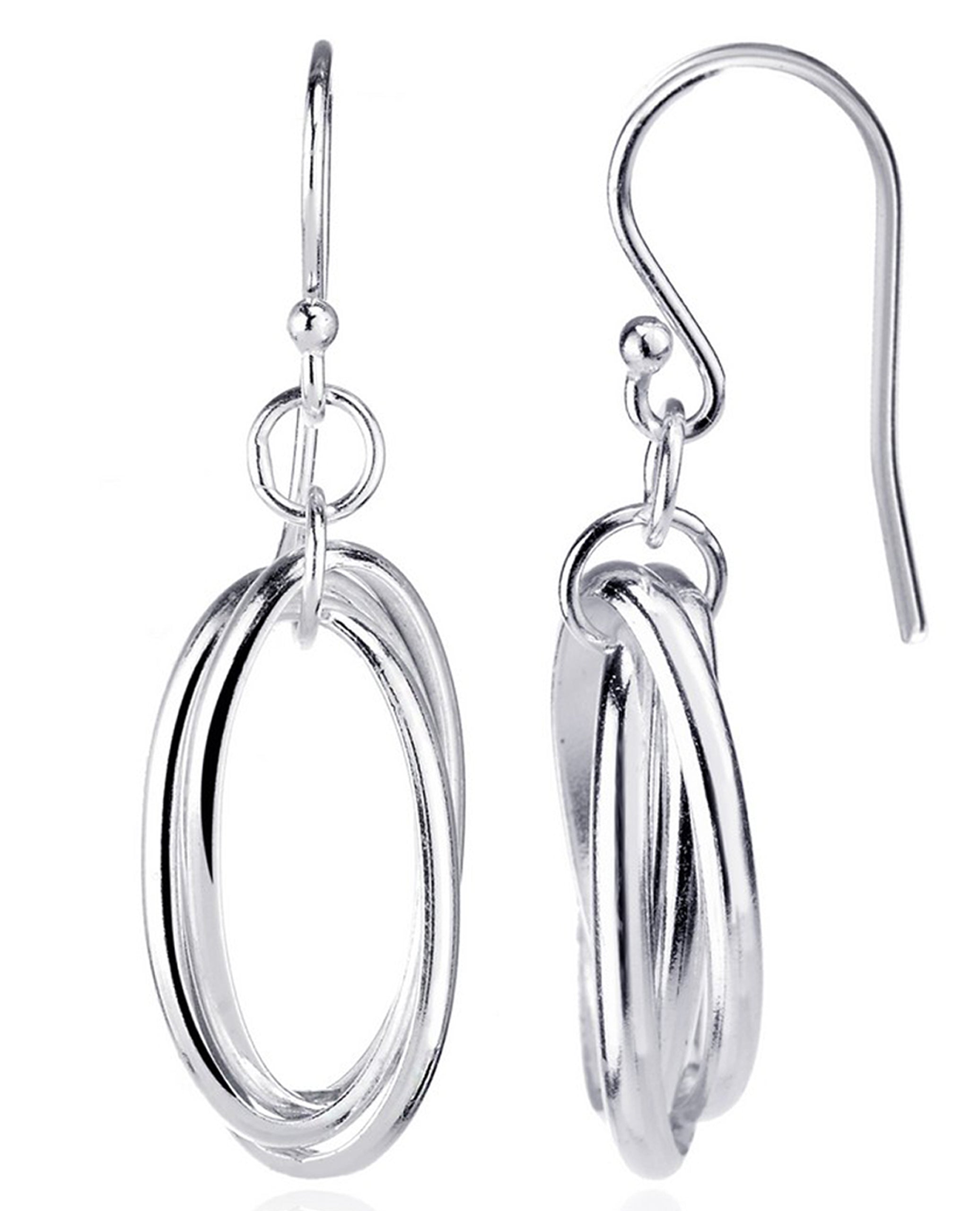 Sterling Silver Triple Oval Earrings