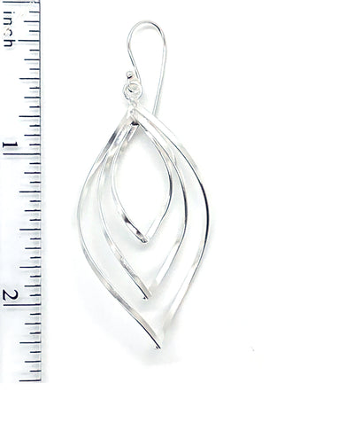Sterling Silver Wavy Marquise Earrings