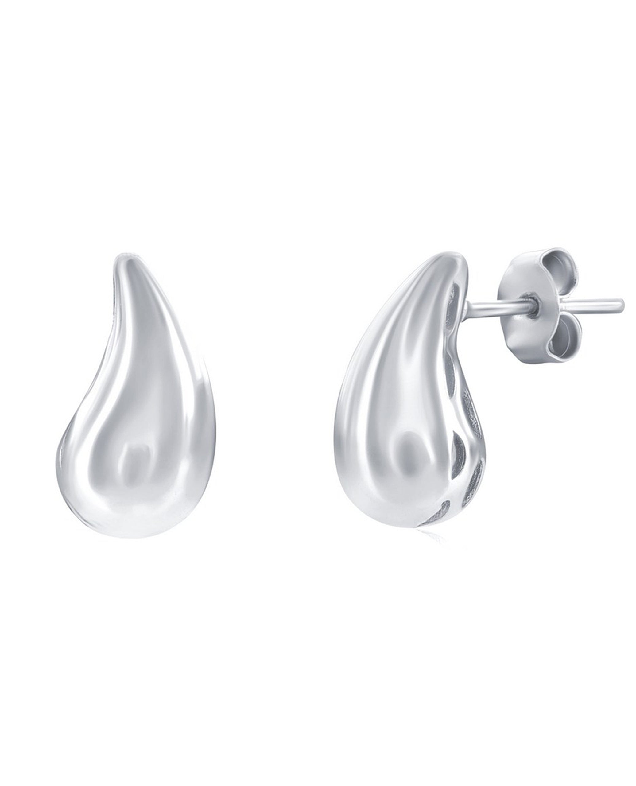 Sterling Silver Puffed Pearshaped Earrings