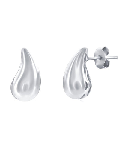 Sterling Silver Puffed Pearshaped Earrings