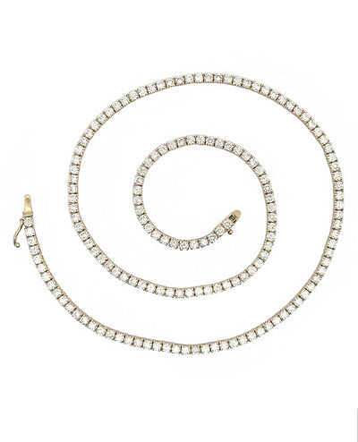 14K Yellow Gold 12.65 Carat Diamond Tennis Necklace