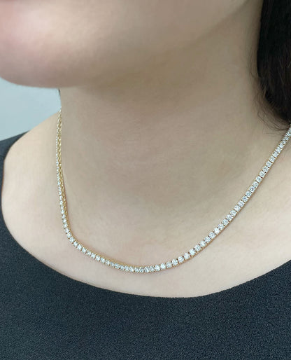 14K Yellow Gold 12.65 Carat Diamond Tennis Necklace