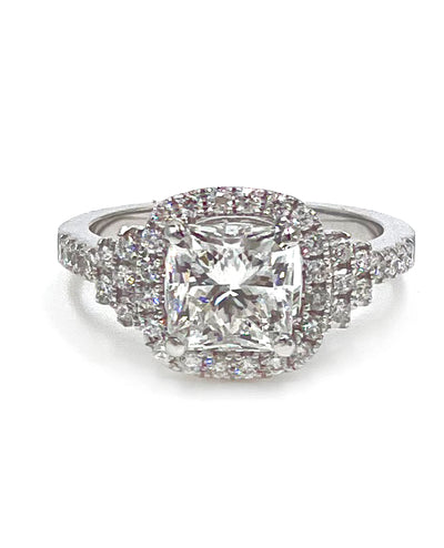 GIA Certified 2.03 Carat Radiant Cut Diamond in 18K White Gold Ring