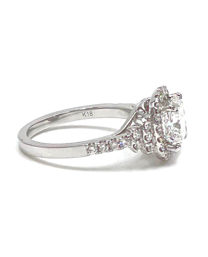 GIA Certified 2.03 Carat Radiant Cut Diamond in 18K White Gold Ring
