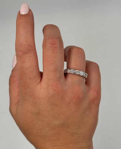 14K White Gold Eternity Band with Lab Grown 4.25 Carat Round Diamonds