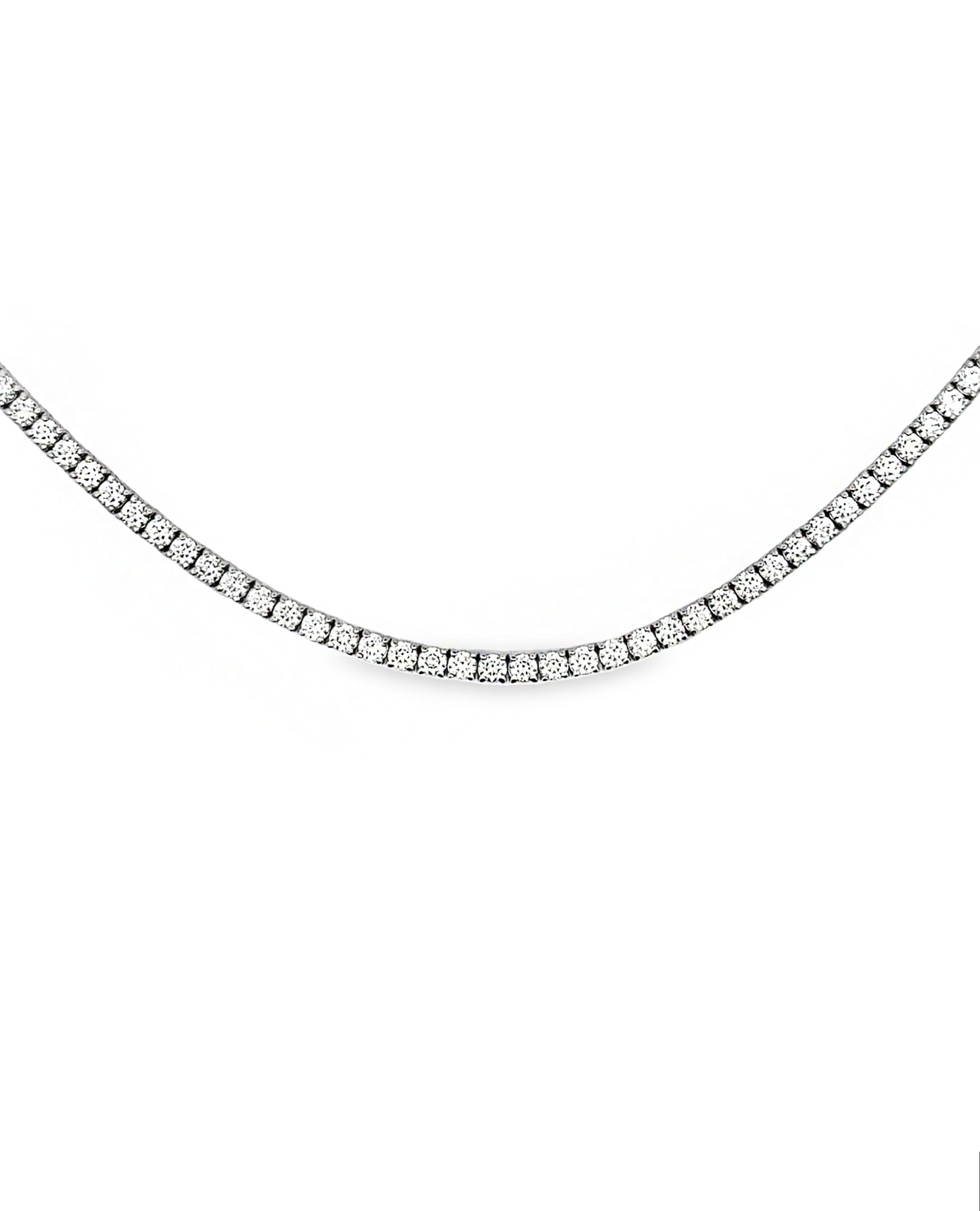 14K White Gold Diamond Tennis Necklace