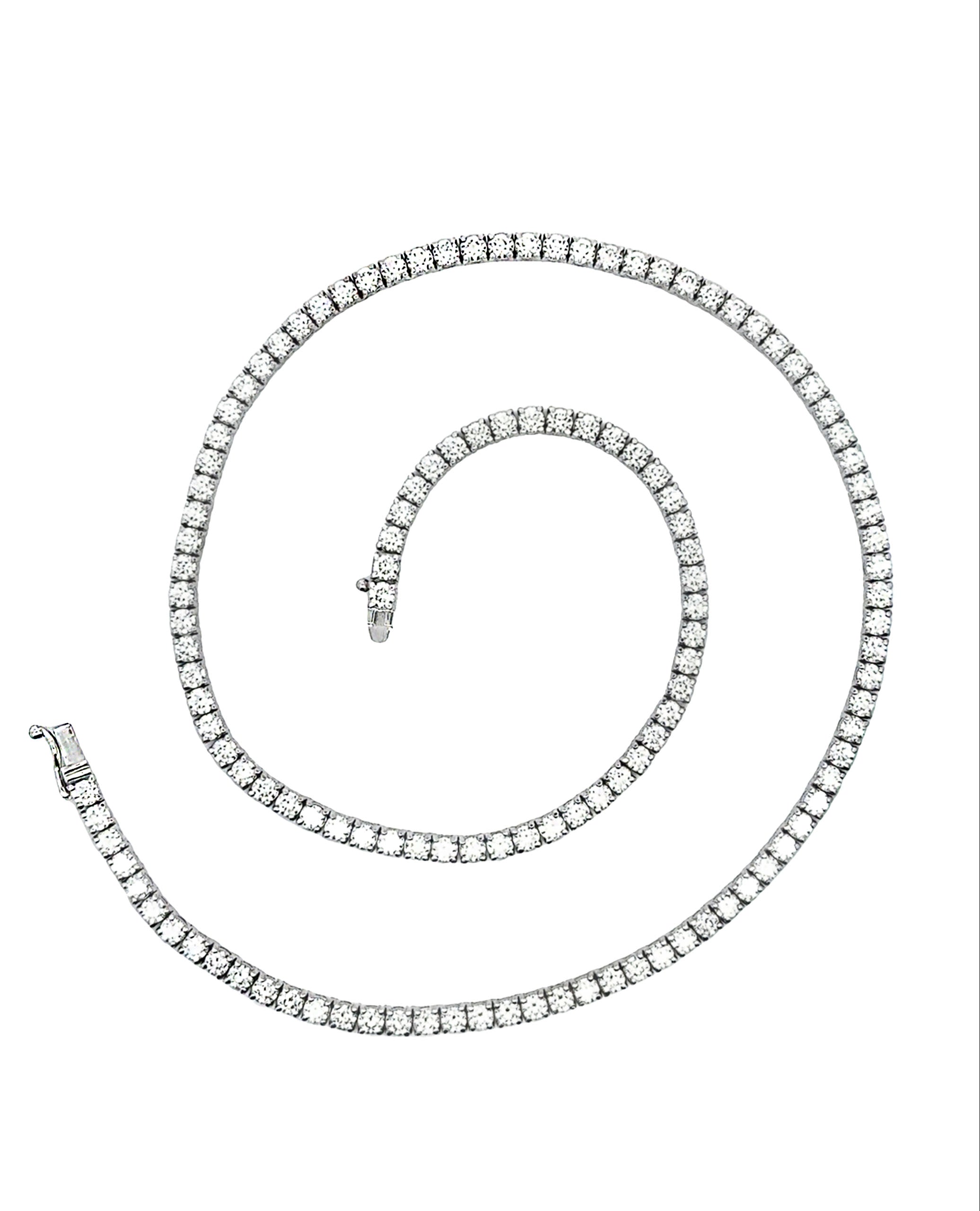 14K White Gold Diamond Tennis Necklace