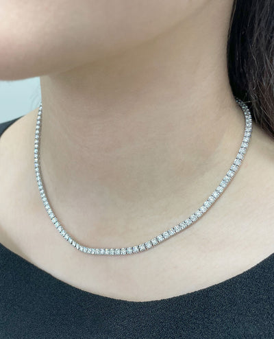 14K White Gold 14.51 Carat Diamond Tennis Necklace