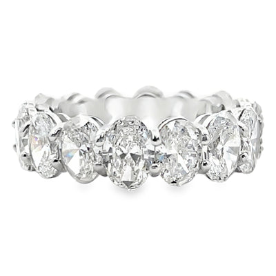 18K White Gold Eternity Band with 6.63 Carats Oval Diamonds