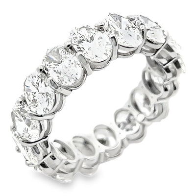 18K White Gold Eternity Band with 6.63 Carats Oval Diamonds