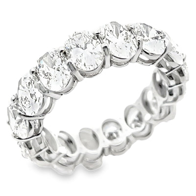 18K White Gold Eternity Band with 6.63 Carats Oval Diamonds