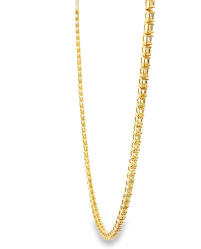 18K Yellow Gold Lab Grown 16.83 Carat Round Diamond Tennis Necklace