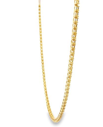 18K Yellow Gold Lab Grown 16.83 Carat Round Diamond Tennis Necklace