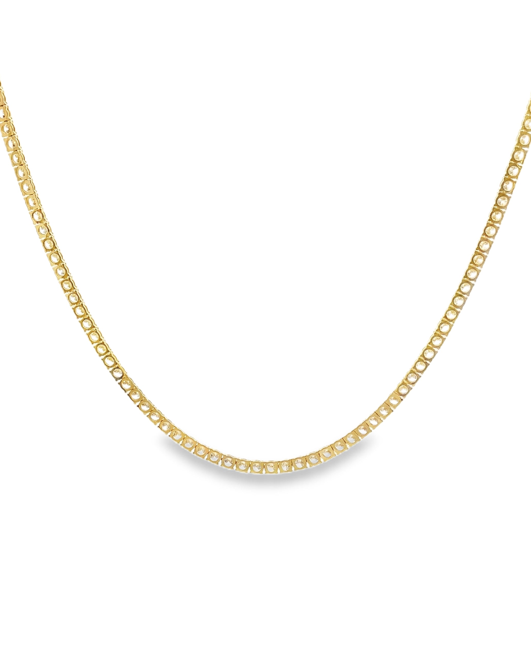 18K Yellow Gold Lab Grown Diamond Tennis Necklace