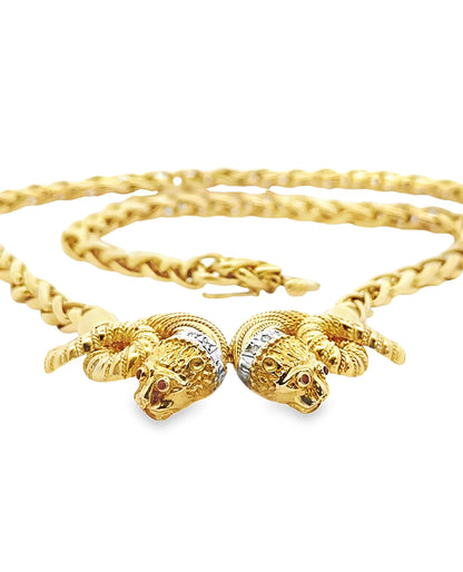 18K Yellow Gold Greek Inspired Lion Necklace