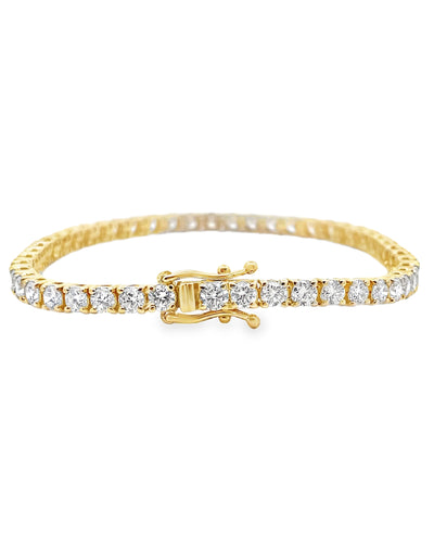 14K Yellow Gold Lab Grown 6.70 Carat Round Diamond Tennis Bracelet