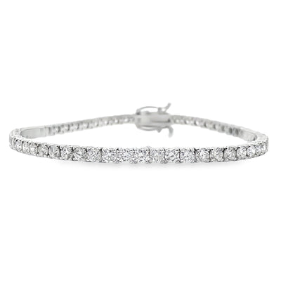 14K White Gold Tennis Bracelet with 58 Lab Grown Round Diamonds 5.25 Carats