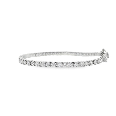 14K White Gold Tennis Bracelet with 58 Lab Grown Round Diamonds 5.25 Carats