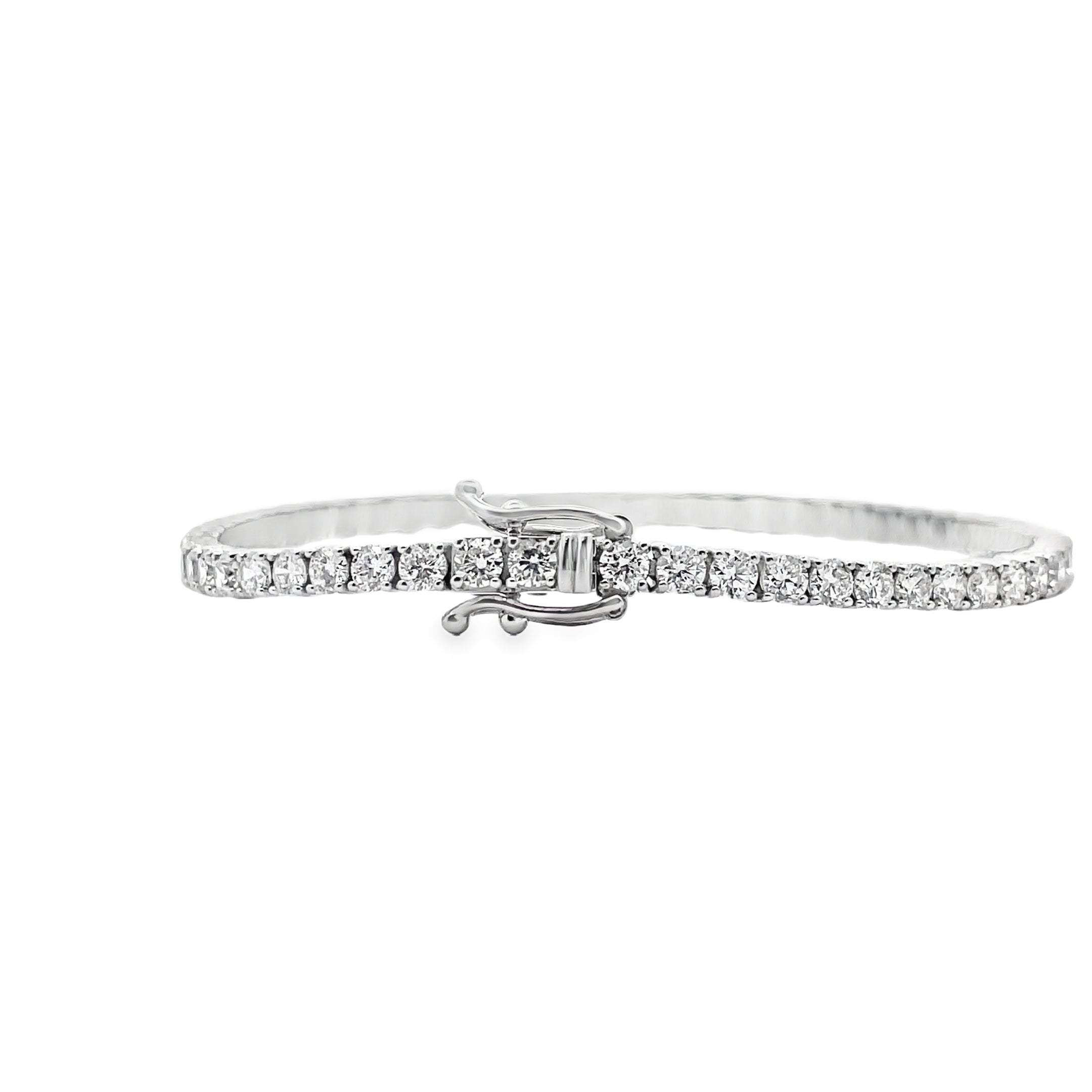 14K White Gold Tennis Bracelet with 58 Lab Grown Round Diamonds 5.25 Carats