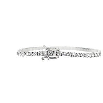 14K White Gold Tennis Bracelet with 58 Lab Grown Round Diamonds 5.25 Carats
