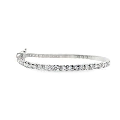 14K White Gold Tennis Bracelet with 58 Lab Grown Round Diamonds 5.25 Carats
