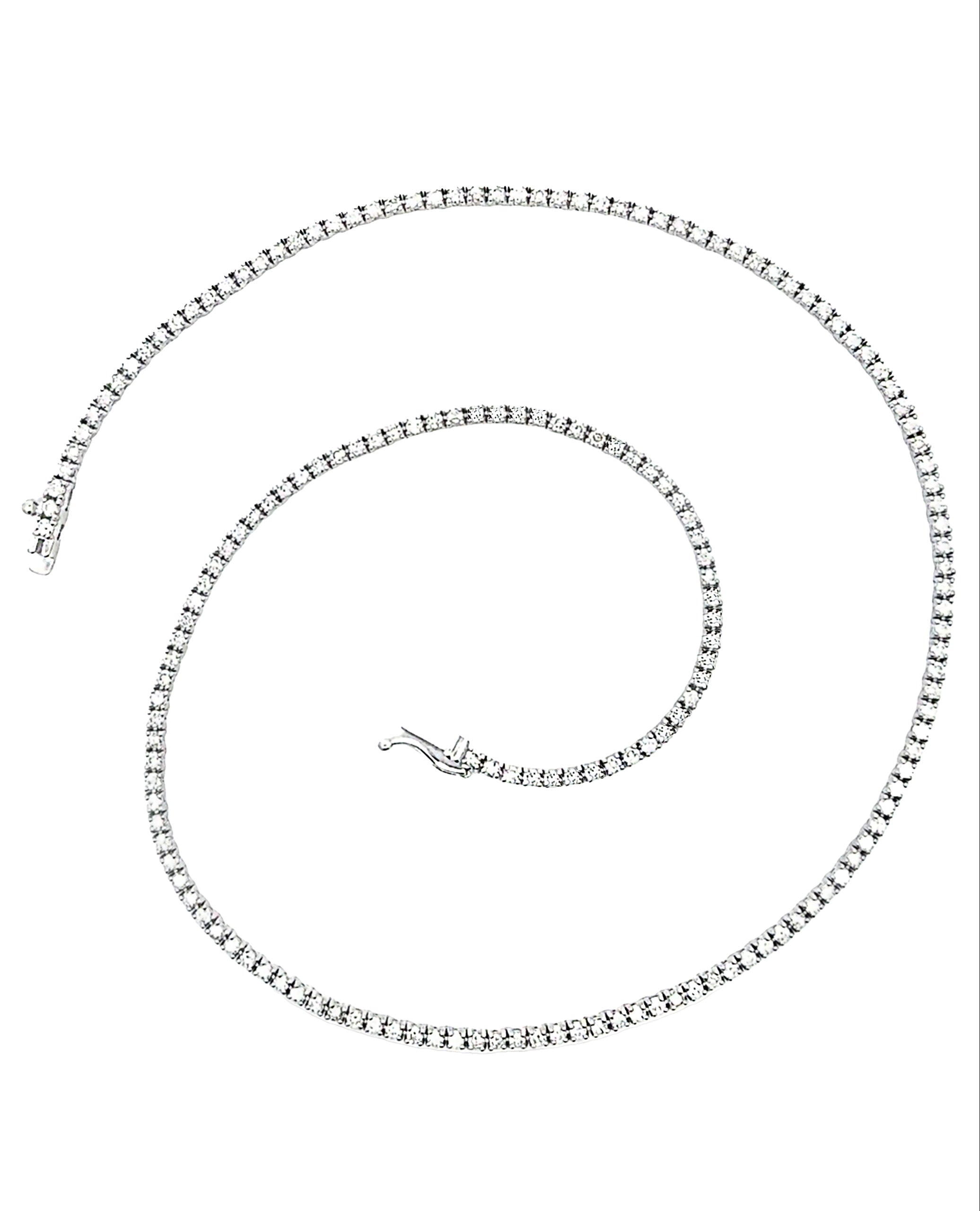 14K White Gold 15 inch Tennis Necklace