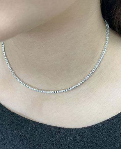 14K White Gold 15 inch Tennis Necklace