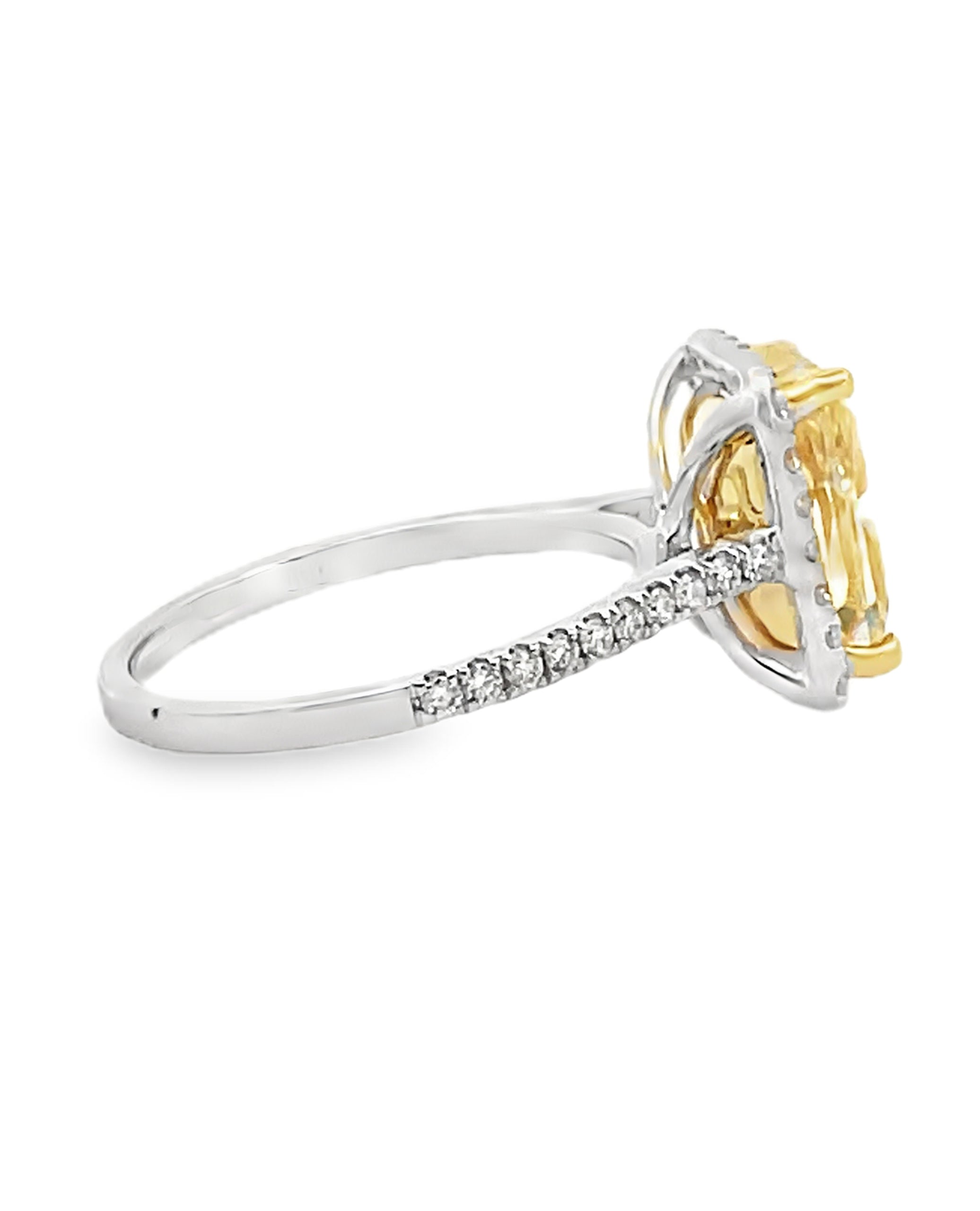 18K White Gold Ring with Lab Grown Fancy Vivid Yellow Diamond