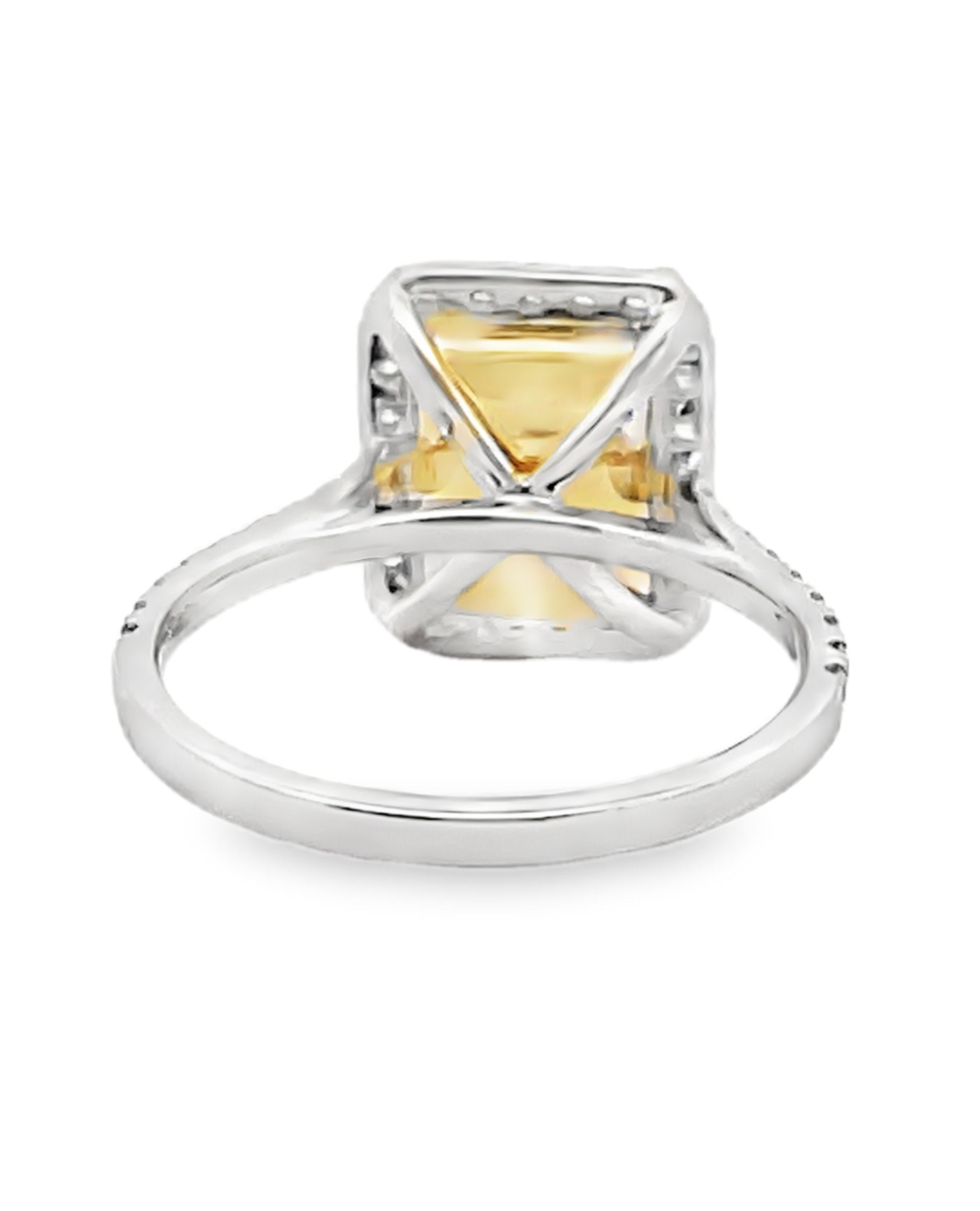 18K White Gold Ring with Lab Grown Fancy Vivid Yellow Diamond