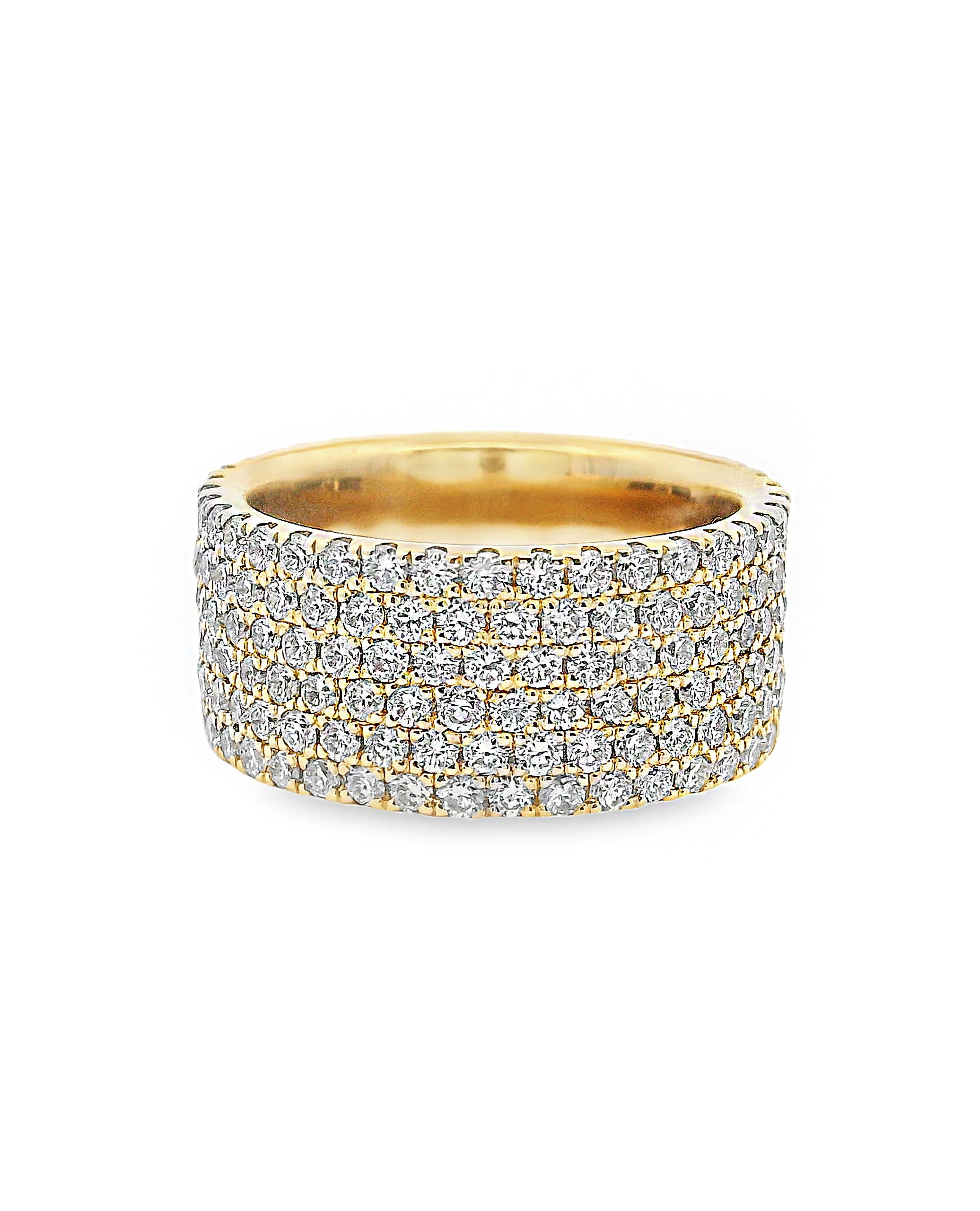 14K Yellow Gold Eternity Ring with 6 Rows of Diamonds