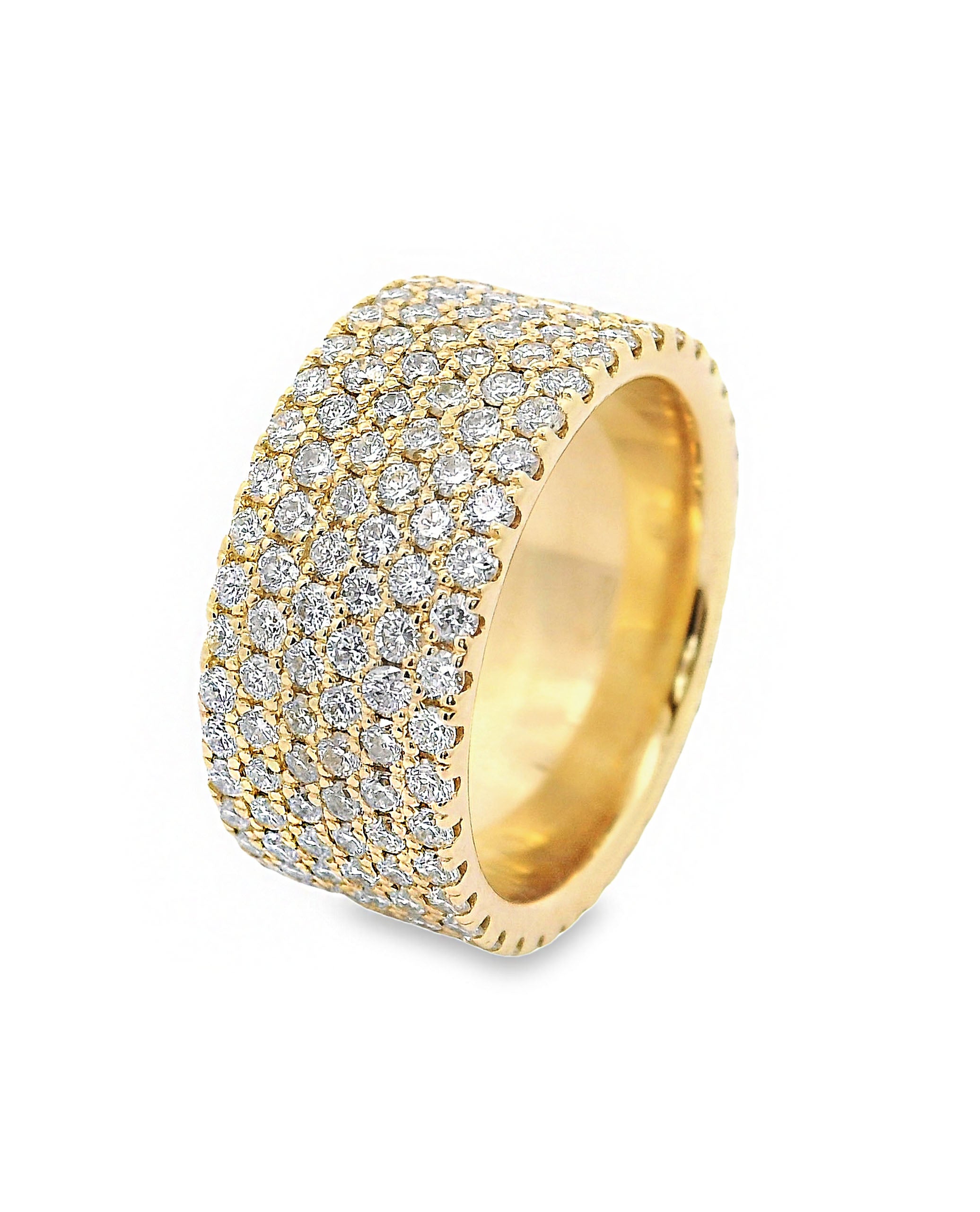 14K Yellow Gold Eternity Ring with 6 Rows of Diamonds